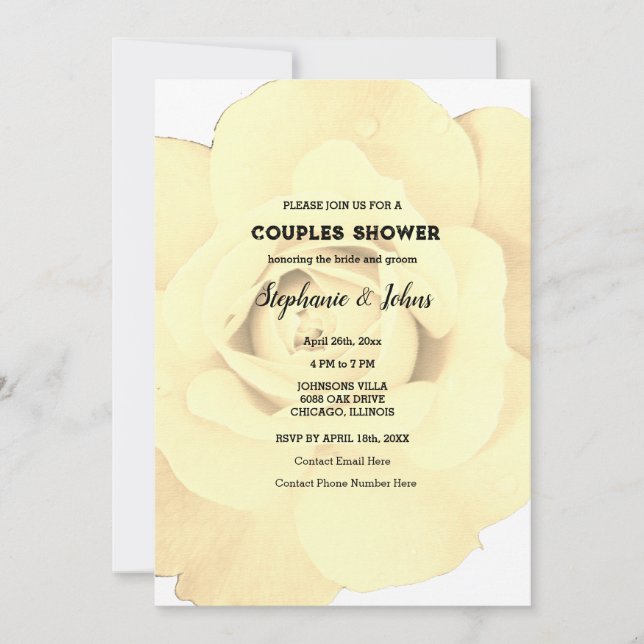 Couple Shower Ivory Rose Floral Cool Wedding Invitation (Front)