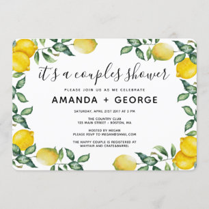 Couple shower Lemons and greenery party Invitation