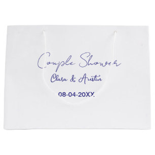 couple shower name date purple trendy simple minim large gift bag
