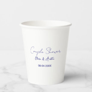 couple shower name date purple trendy simple minim paper cups