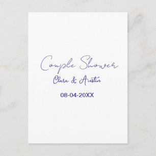 couple shower name date purple trendy simple minim postcard