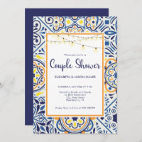Couple Shower  tiles and string lights Invitation