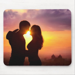 Couple Silhouette At Sunset Mouse Pad