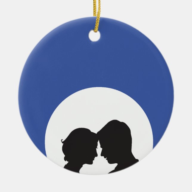 Couple Silhouette Ceramic Tree Decoration (Front)