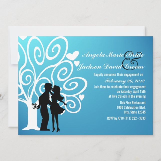 Couple Silhouette Engagement Party Invitation (Front)