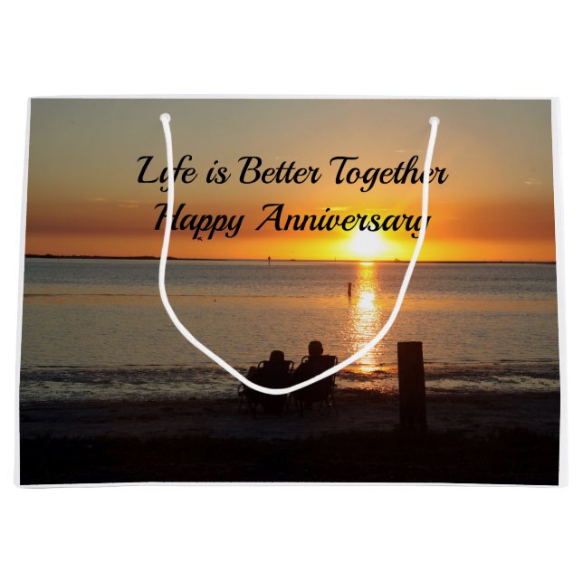 Couple Sit On Beach At Sunset Gift Bag (Front)