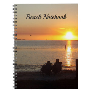 Couple Sit On Beach At Sunset Spiral Notebook
