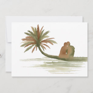 Couple Sitting on Palm Tree Invitation