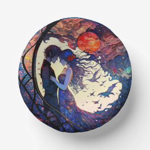 Couple Stained Glass Paper Bowls Plate
