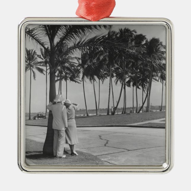 Couple Standing Under Tree Metal Tree Decoration (Front)