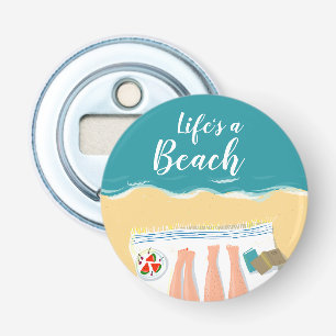 Couple Sunbathing on Beach Slogan Bottle Opener
