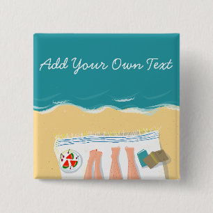 Couple Sunbathing Personalised Travel 15 Cm Square Badge