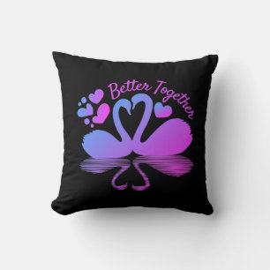 Couple Swan Silhouette Reflection in the Water Cushion