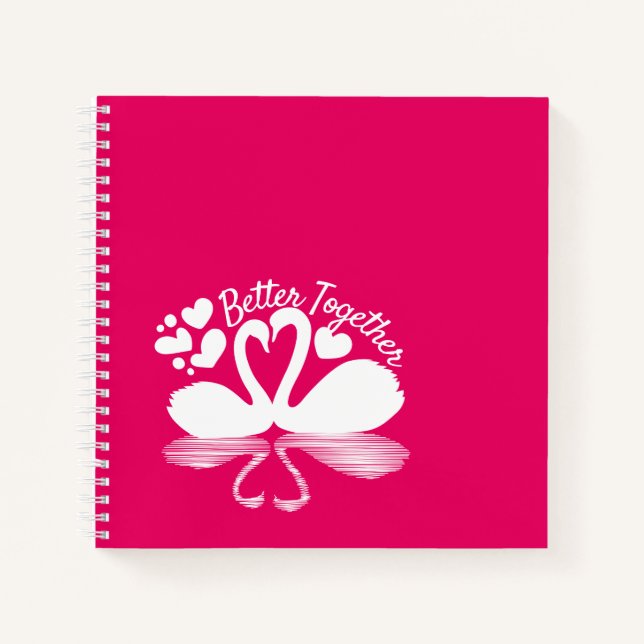 Couple Swan Silhouette Reflection in the Water Notebook (Front)