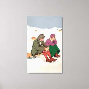Couple Taking an Ice Skating Break Canvas Print