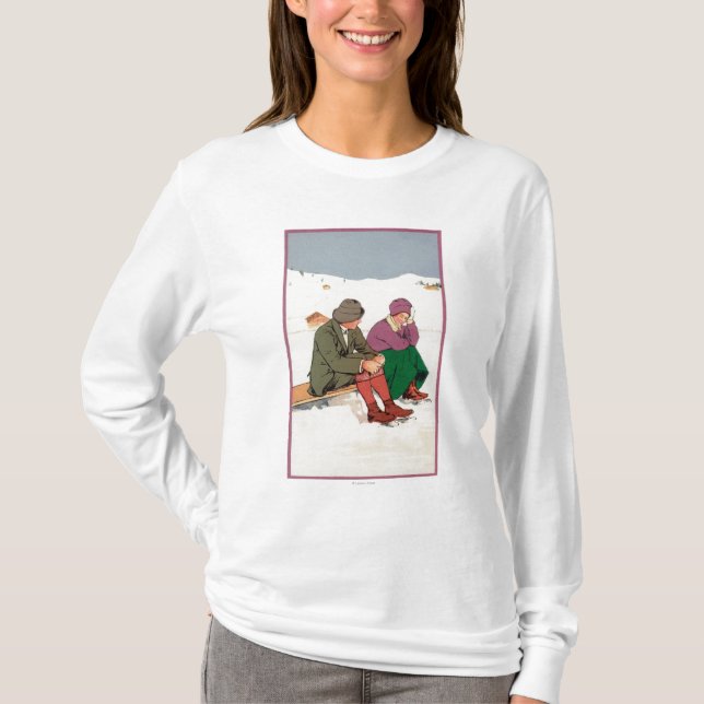 Couple Taking an Ice Skating Break T-Shirt (Front)