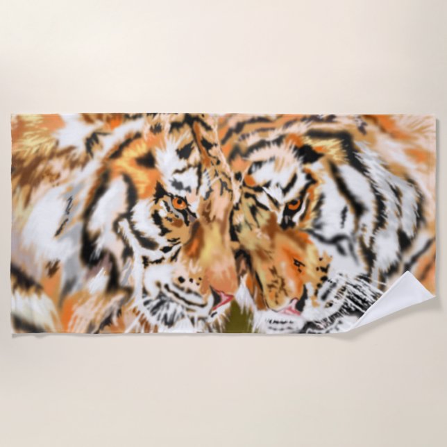 Couple Tiger Beach Towel (Front)