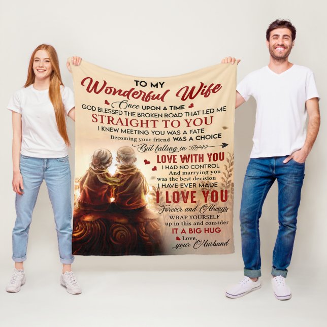 Couple To Wonderful Wife Once Upon A Time Husband Fleece Blanket (In Situ)