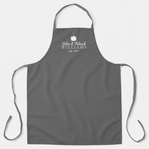 couple top chefs minimalist grey apron