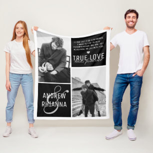 Couple True Love 2 Photo & Quote Fleece Blanket