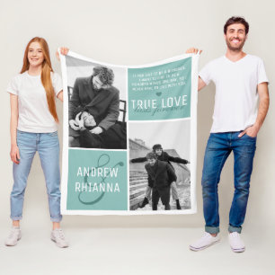 Couple True Love 2 Photo & Quote Fleece Blanket
