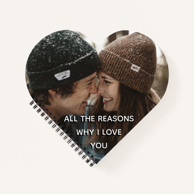 Couple Valentine's Reasons I Love You Photo Heart Notebook (Front)