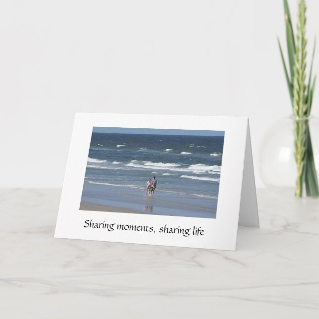 Couple Walks Ocean Beach Card (Front)