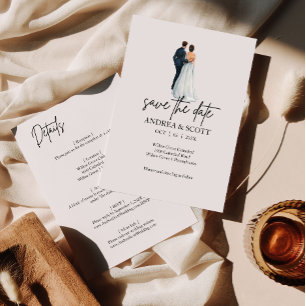 Couple watercolor Save the date Invitation