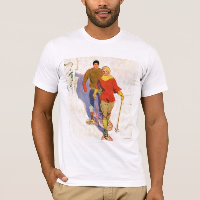 Couple Wearing Snowshoes by McClelland Barclay T-Shirt (Front)