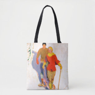 Couple Wearing Snowshoes by McClelland Barclay Tote Bag