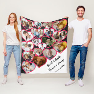 Couple Wedding Anniversary Photo Collage Fleece Blanket