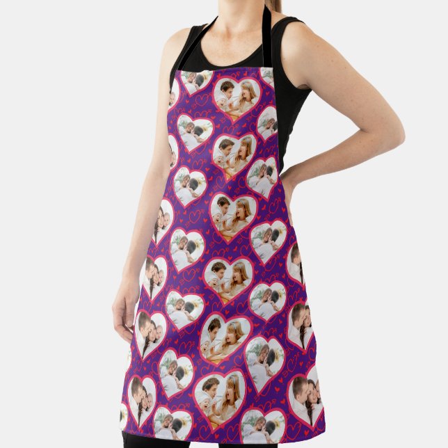 Couple Wedding Love 3 Photo Heart Pattern Apron (Insitu)