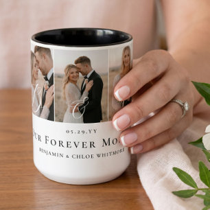 Couple Wedding Photo Collate Keepsake Monogram Two-Tone Coffee Mug