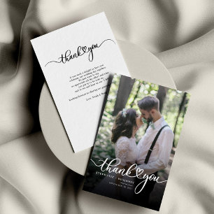 Couple Wedding Photo Hand-Lettered Thank You Card