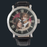 Couple Wedding Portrait Chic Fade to Photo Roman Watch<br><div class="desc">Easily customise this clock with your own photo in the centre.  Black area clock numbers gently fades to reveal photo.</div>