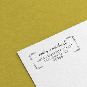 Couple Wedding Return Address Elegant Minimalist Rubber Stamp
