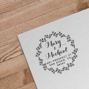 Couple Wedding Return Address Elegant Minimalist Rubber Stamp