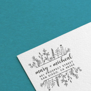 Couple Wedding Return Address Elegant Minimalist Self-inking Stamp