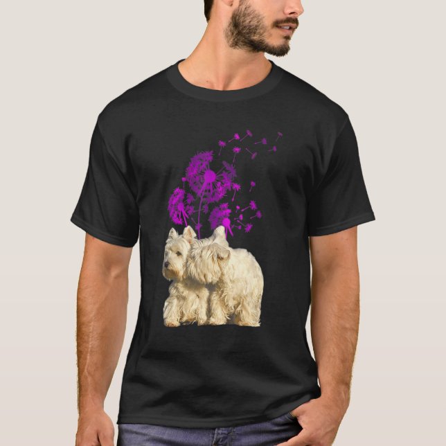 Couple Westies Dandelion Valentine's Day T-Shirt (Front)