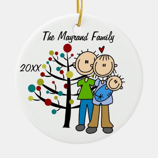 Couple With Baby Boy Custom Holiday Ornament (Front)