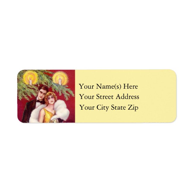 Couple With Candle Lit Christmas Tree Vintage (Front)