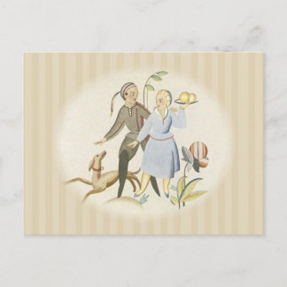 Couple With Dog Postcard