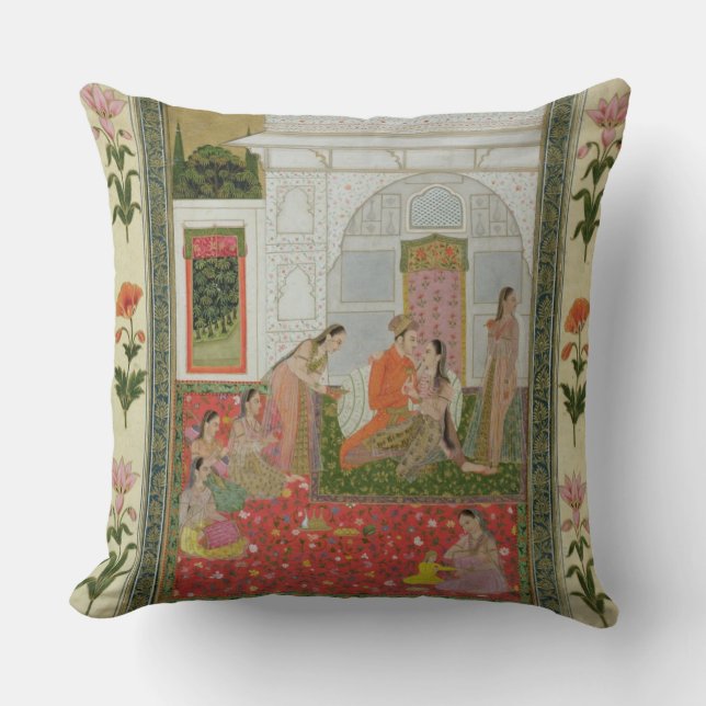 Couple with female attendants and musicians cushion (Front)