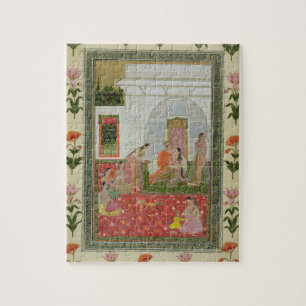 Couple with female attendants and musicians jigsaw puzzle