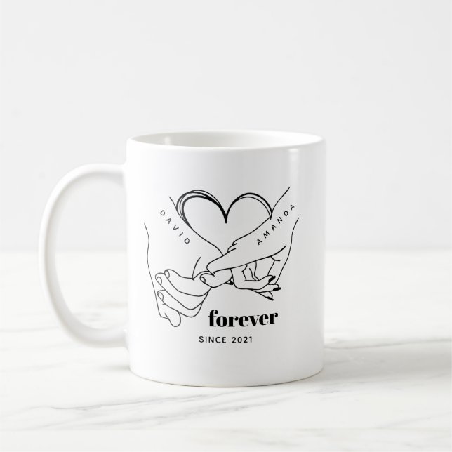 Couple with name Custom Anniversary Gift Idea Coffee Mug (Left)