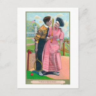 Couple with Tennis GearSame Old Racket Postcard