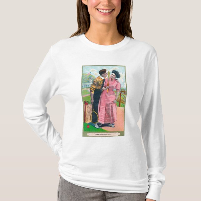 Couple with Tennis GearSame Old Racket T-Shirt (Front)