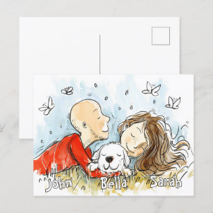 Couple with White Puppy Postcard