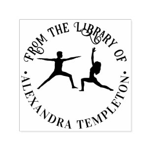 Couple Yoga Pose Round Library Book Name Self-inking Stamp