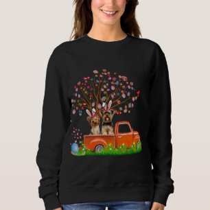 Couple Yorkie Dog Red Truck Bunny Ear Egg Tree Eas Sweatshirt